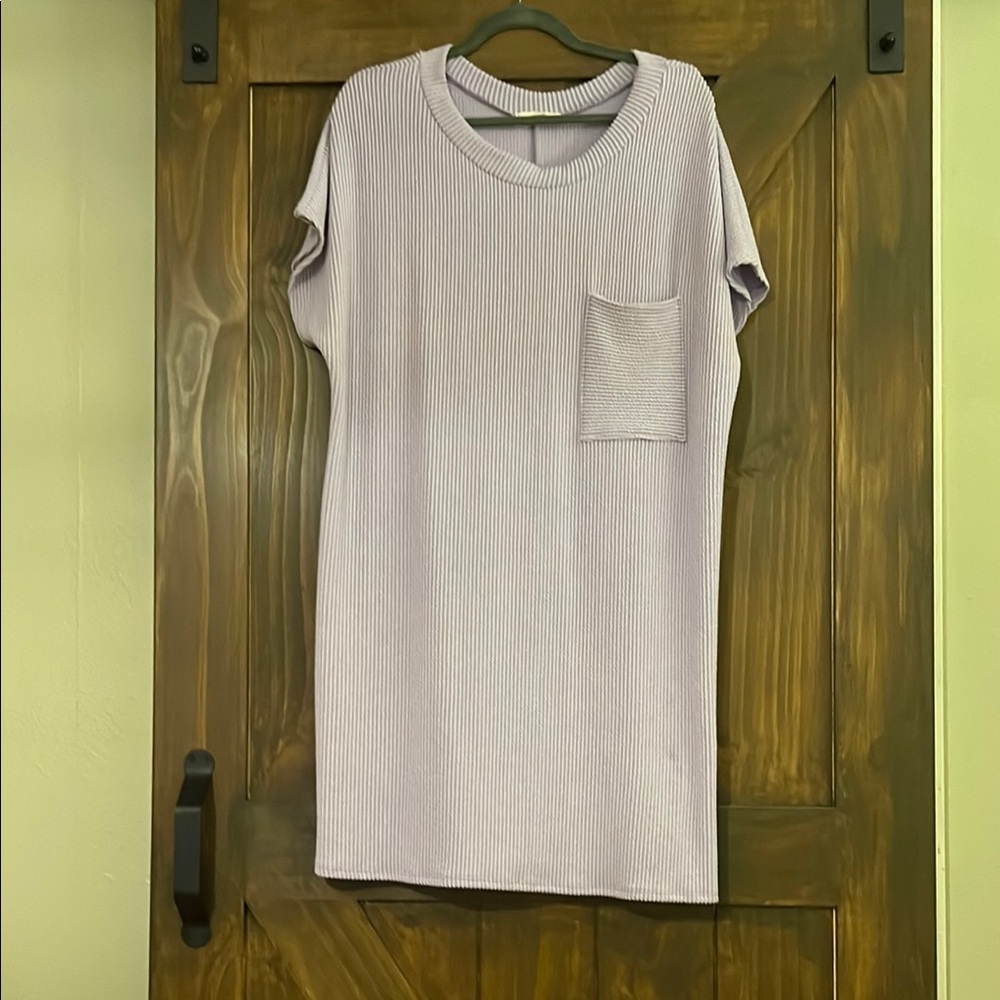 Entro Purple Asymmetrical Short Sleeve Dress